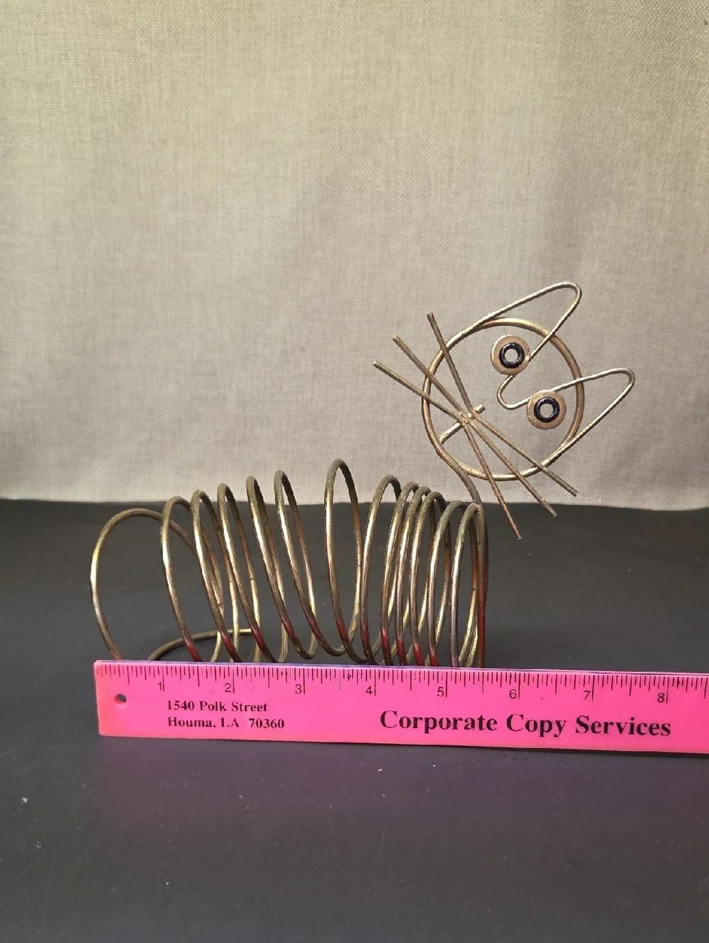 Vintage MCM CAT &‎ DOG Brass Metal Mail Holder Organizer